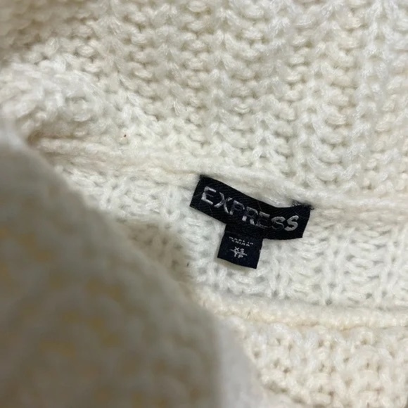 Express Cream Cable Knit Cowl Neck Sweater Wool Mohair Blend in XS - Picture 7 of 7